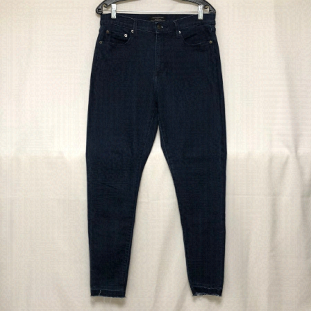 Banana Republic High Rise Skinny, Dark Wash, Raw Hem Jean